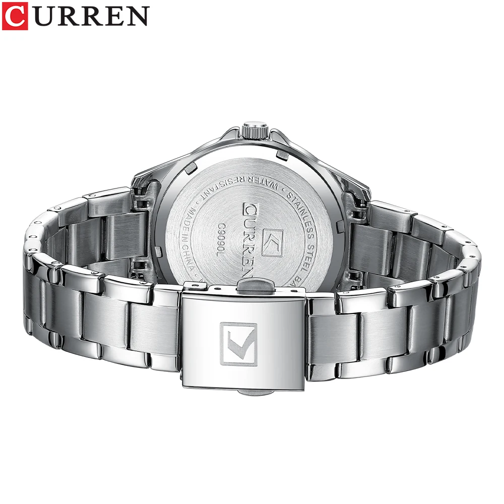 Curren-Aço inoxidável feminino impermeável quartzo relógios de pulso, Ladies Watch, Relógios de luxo marca, moda feminina, 9090