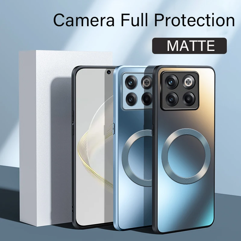 حافظة فاخرة مغناطيسية AG من السيليكون غير اللامع لهاتف Oneplus 11 11R 10R 10T غطاء حماية كامل Fundas