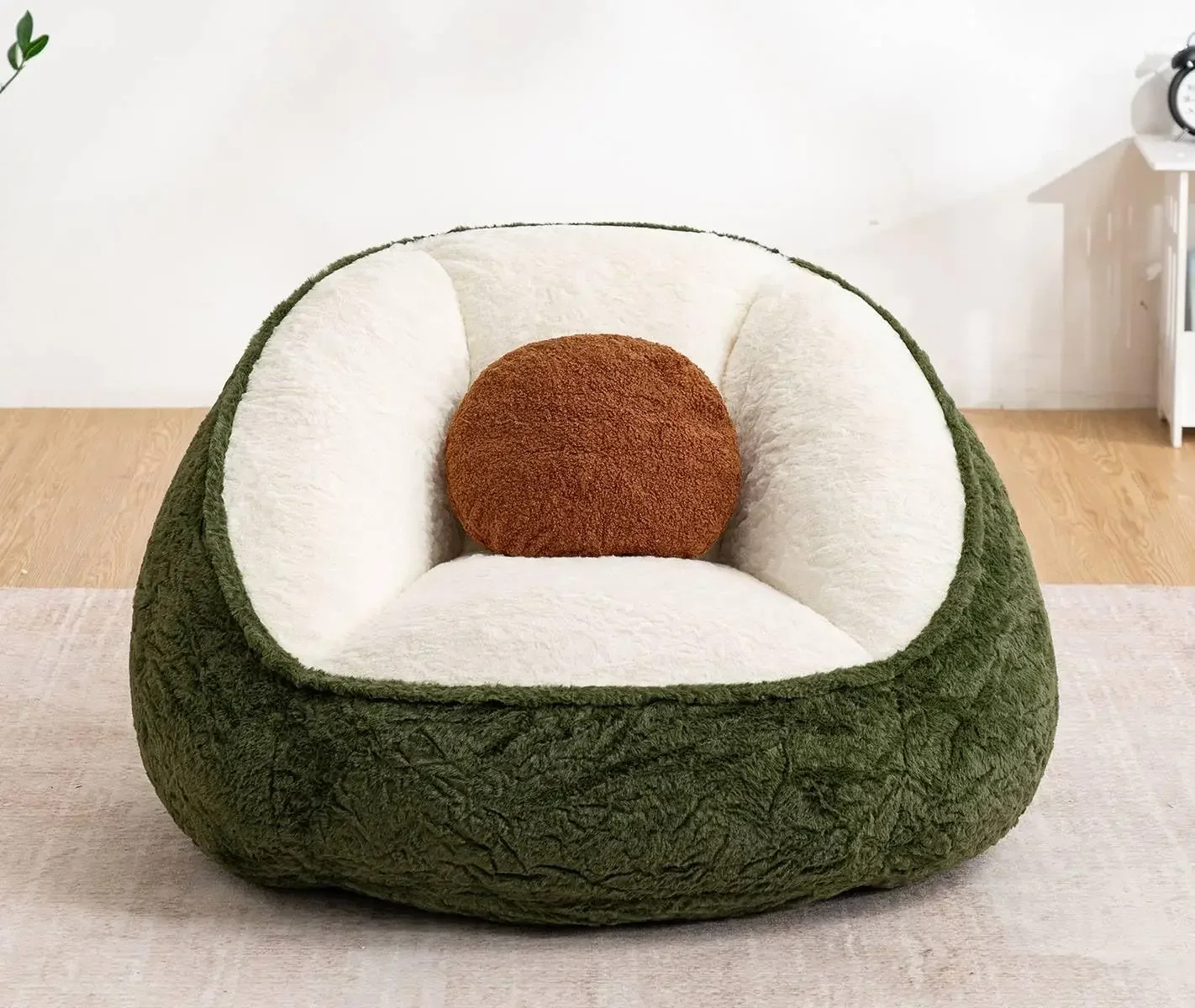 3FT Bean Bag Chair with Pocket Faux Rabbit Fur Bean Bag for Teens & Kids Comfy Lounge Lazy Floor Sofa Accent Chair for Living Ro