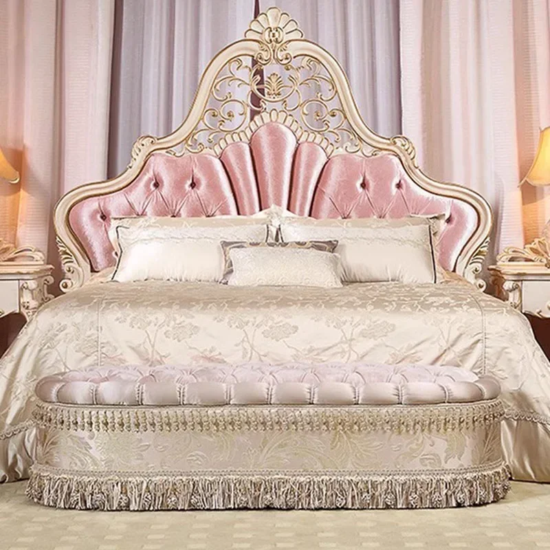 Master Modern Designer Bed Princess Floor Hand Carved Luxury Queen Bed Design Sleeping European Meubles De Chambre Furniture