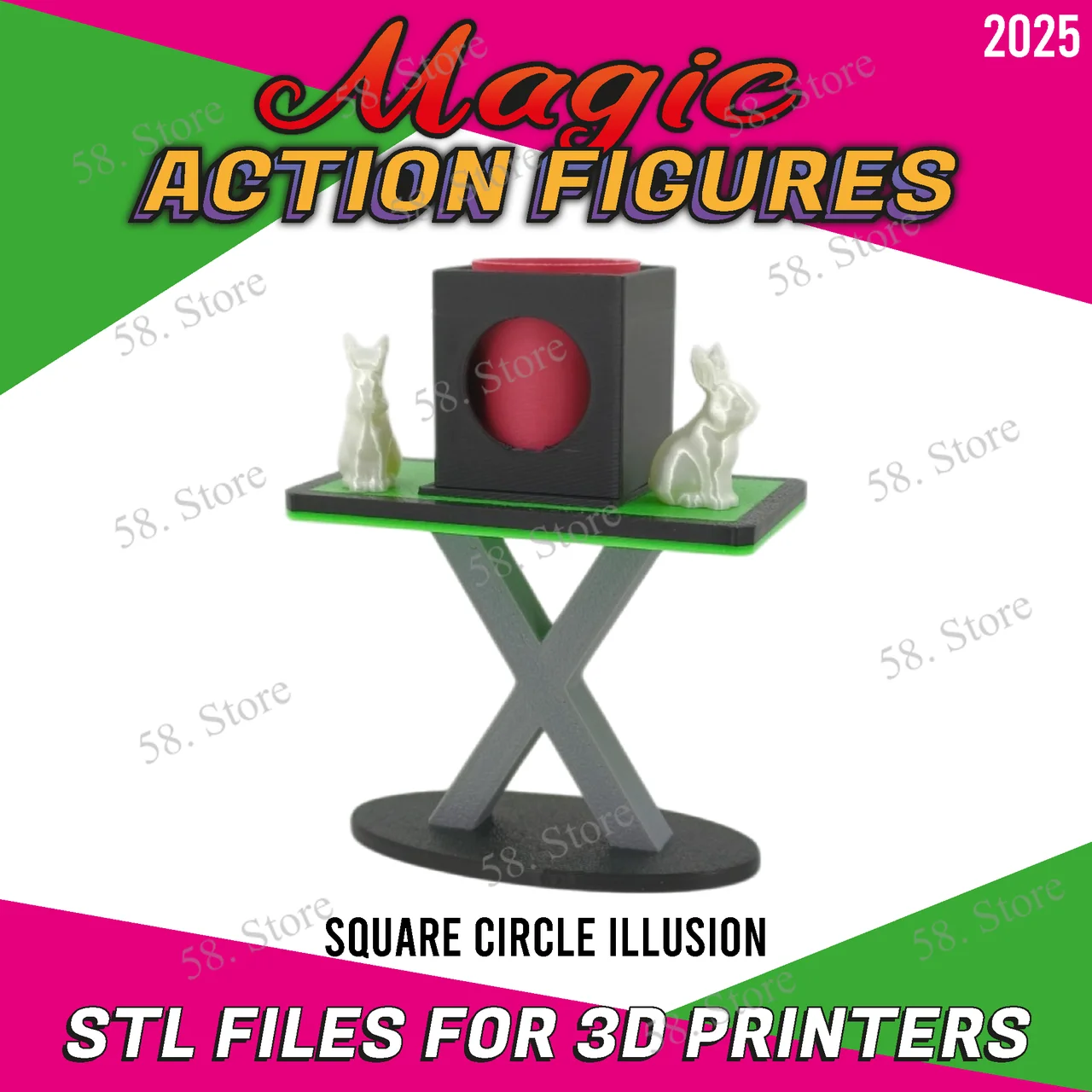 

Square Circle Illusion - 3D Printable Action Figure CREATIVITY LAB Magic tricks ( 58 Store Download )