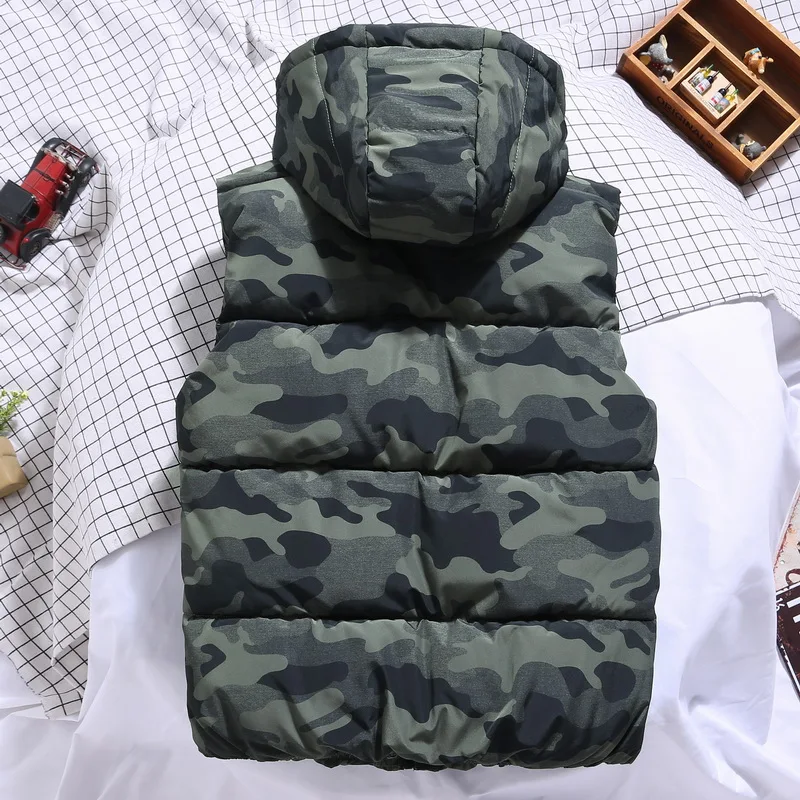 Spring Winter Men Plus Large Size 6xl 7xl Vest Hat Detachable Camouflage Sleeveless Jackets Warm Parka for Men Unisex Waistcoat