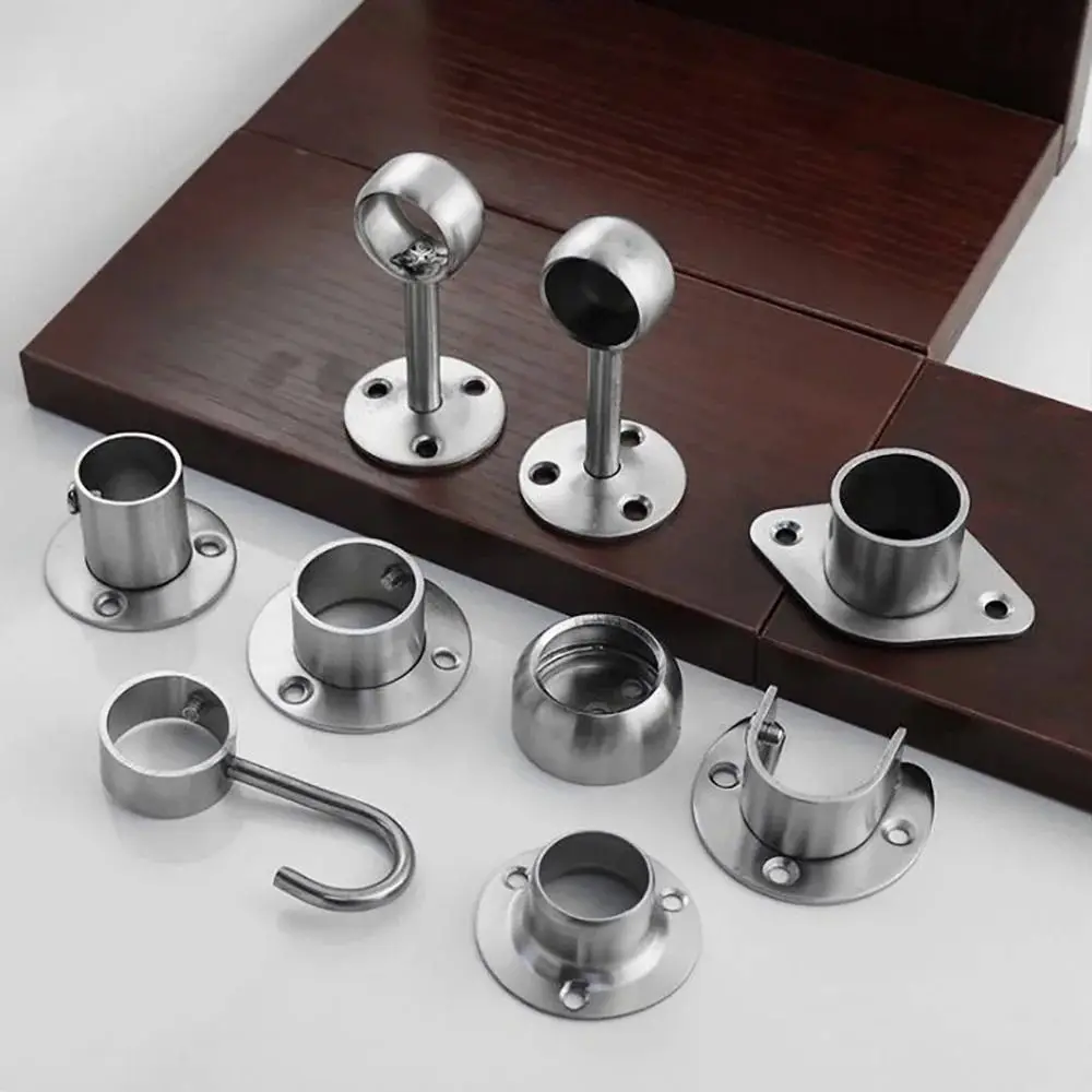 1Pcs 새로운 스테인레스 스틸 파이프 브래킷 19/22/25mm 하프/올 패스 튜브 홀더 옷걸이 옷 폴 커튼 막대