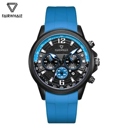 Fashion Brand Mark Fairwhale Watch For Mens Sport Silicone Strap Quartz Clocks Multifunctional Waterproof Wristwatch Man Reloj