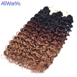 Aliwanya-extensiones de cabello Natural rizado para mujer y niño, Pelo trenzado de ganchillo sintético, color negro, Ombre GoGo