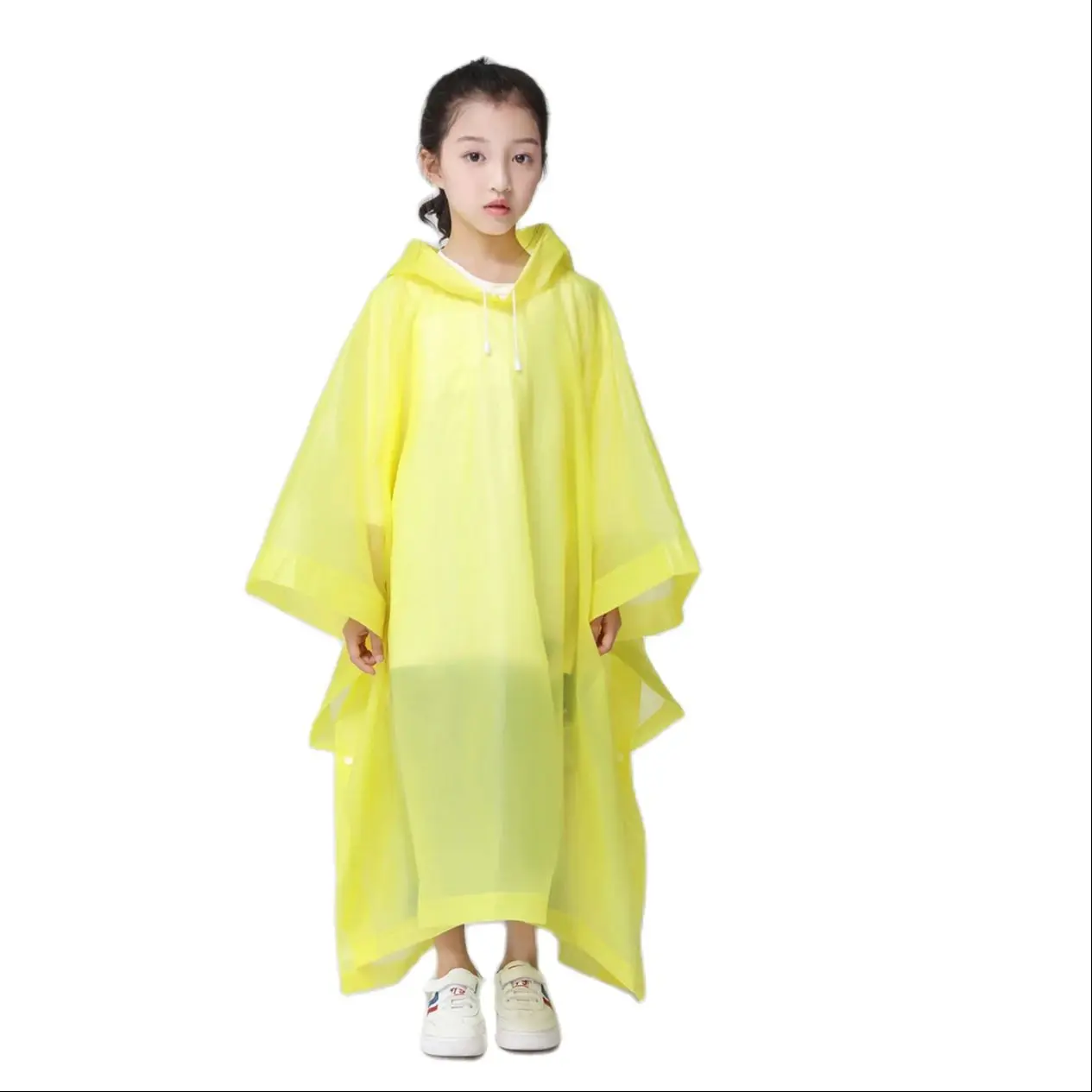 

Children's Non-Disposable Poncho, One-Piece Long Cloak, Baby Girl Raincoat, Primary School Student, Transparent, Eva