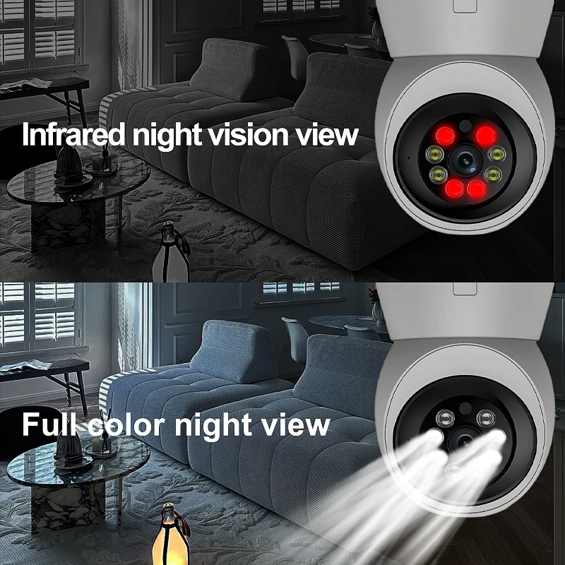 كاميرا ذكية قابلة للدوران 2K، مراقبة واي فاي قابلة للتحكم في اتجاهين، تتبع تلقائي للصوت، شاشة رؤية ليلية ملونة، كاميرا داخلية #5