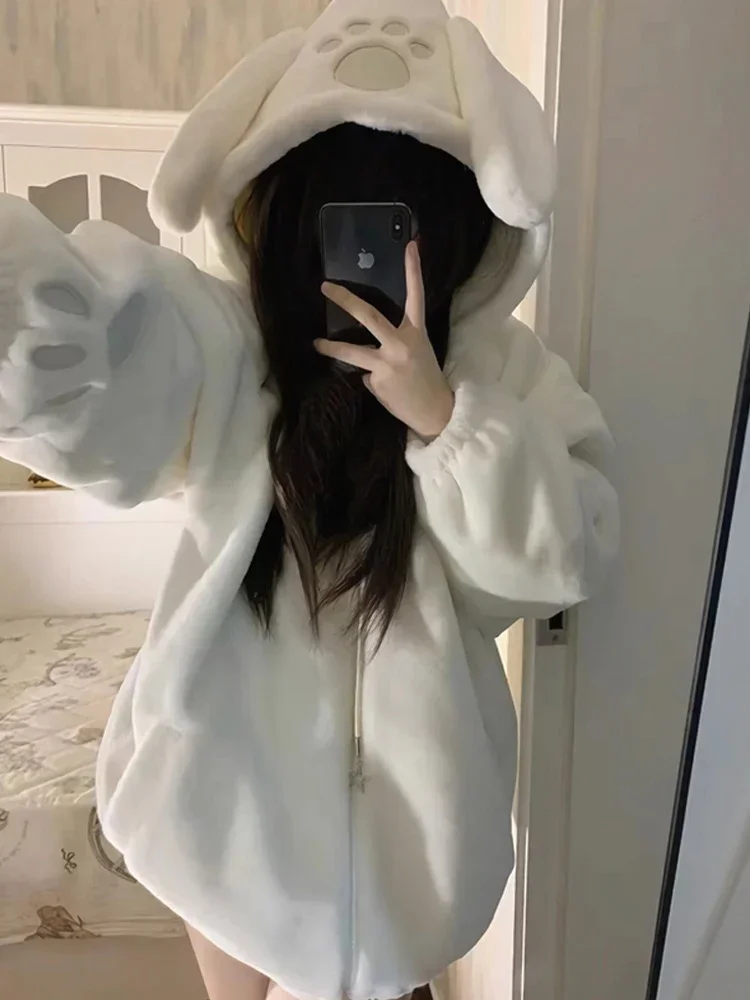 Otoño e Invierno nueva chaqueta bonita de lana de cordero estudiante estilo coreano suelta mujer polar grueso Abrigo acolchado de algodón Mujer