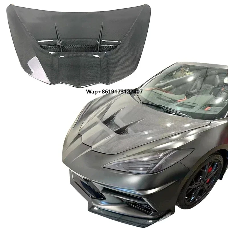 

ZR1 Style Carbon Fiber Front Hood Bonnet for Corvette C8 Car Accessories Carbon Bonnet Engine Cover for Corvette C8