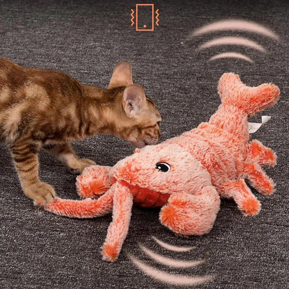 Three Vibration Modes Pet Toy Electric Lobster Toy for Dogs Cats Usb Rechargeable Vibration Modes Realistic Wagging Motion