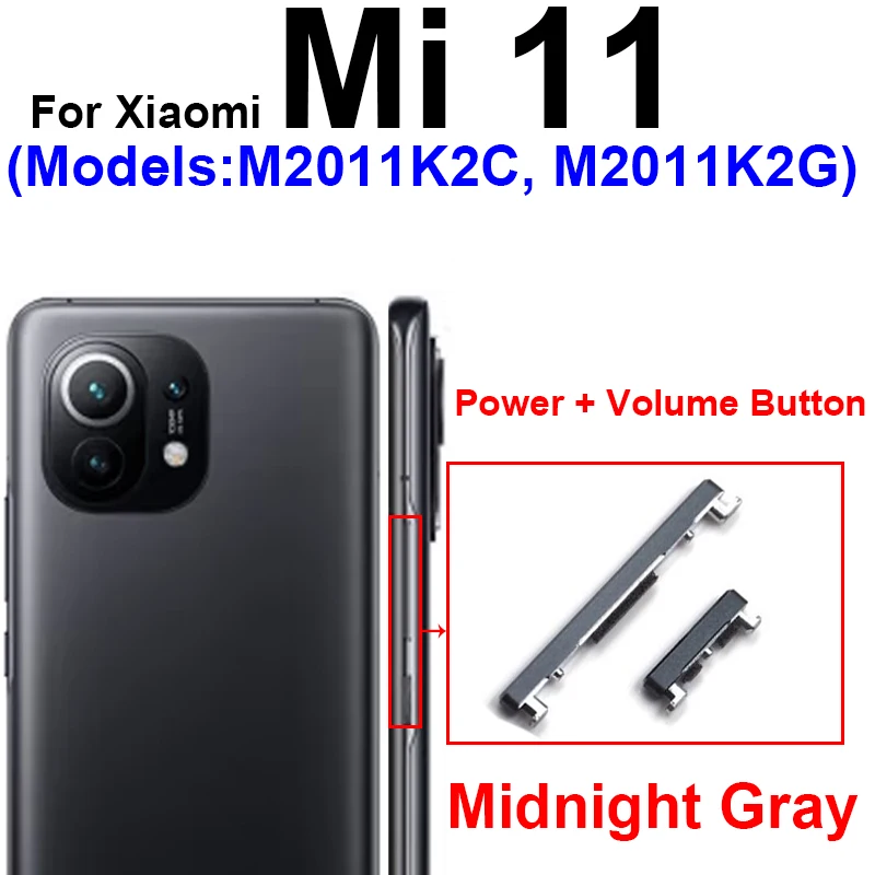 On Off Power Volume Side Button For Xiaomi Mi 11 Mi 11 Pro Mi 11 Ultra Mi 11 Lite Mi 11 5G Power Volume Control Switch Key Parts