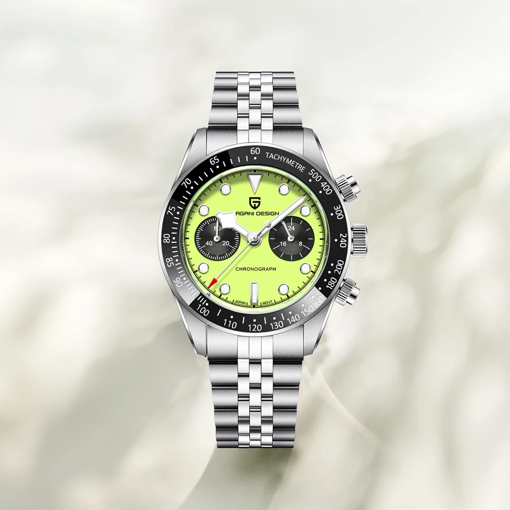 2026 Neue PAGANI DESIGN Panda Herrenuhren Fluoreszierend Grüne Quarzuhr Herren Speed Sports Chronograph AR Saphir Wasserdicht