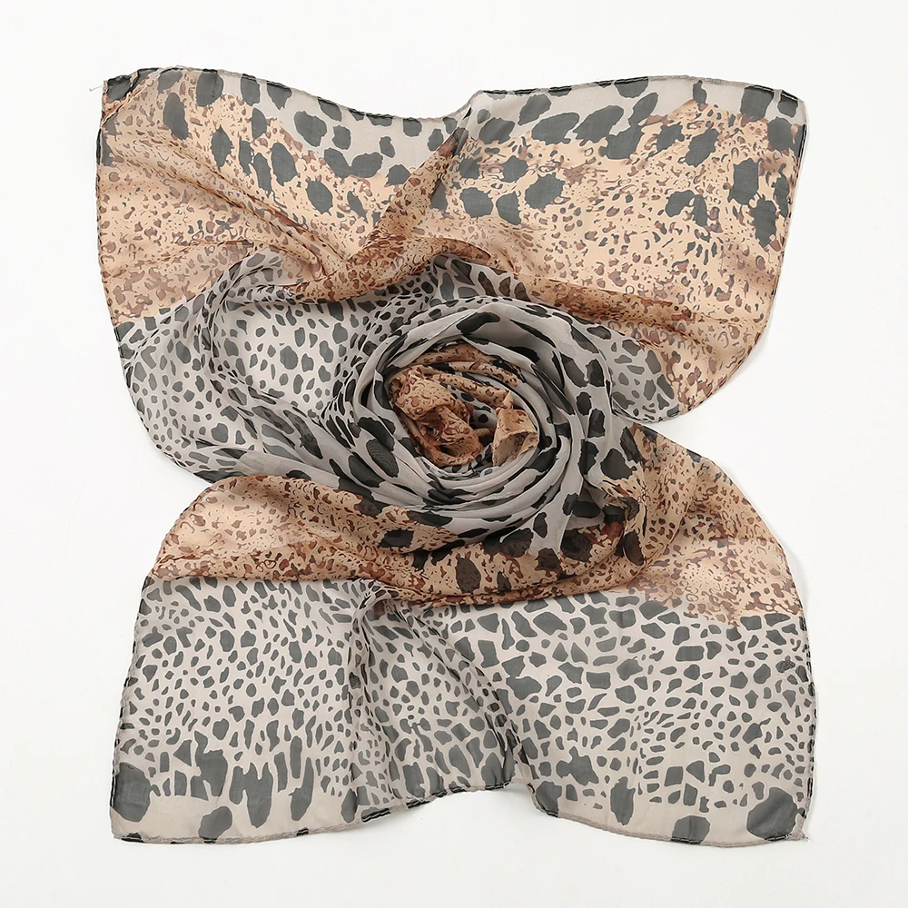 Fashion Leopard Printed Hijab Chiffon Shawl For Woman Muslim Wraps Summer Thin Long Scarf Ladies Casual Headband 150*50cm