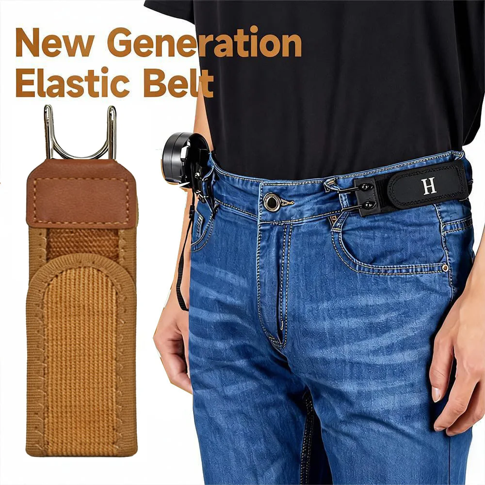 Elastic Belt Buckle, Adjustable Jeans Waist Extender, Convenient Magic Tape Waistband Fastener for Pants