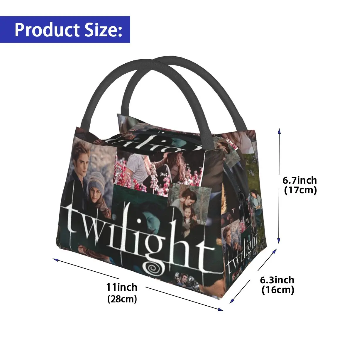 Edward Cullen Twilight Insulated Lunch Bag for Women Bento Storage Food Boxes Portable Container Cooler Thermal Lunch Box Tote