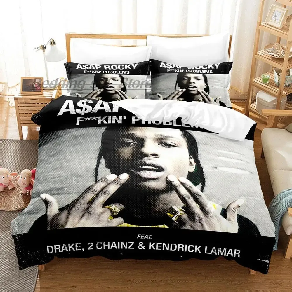 Asap Rocky Bedding Set Single Twin Full Queen King Size Bed Set Aldult Kid Bedroom Duvetcover Sets 3D Print Anime Bed Sheet Set