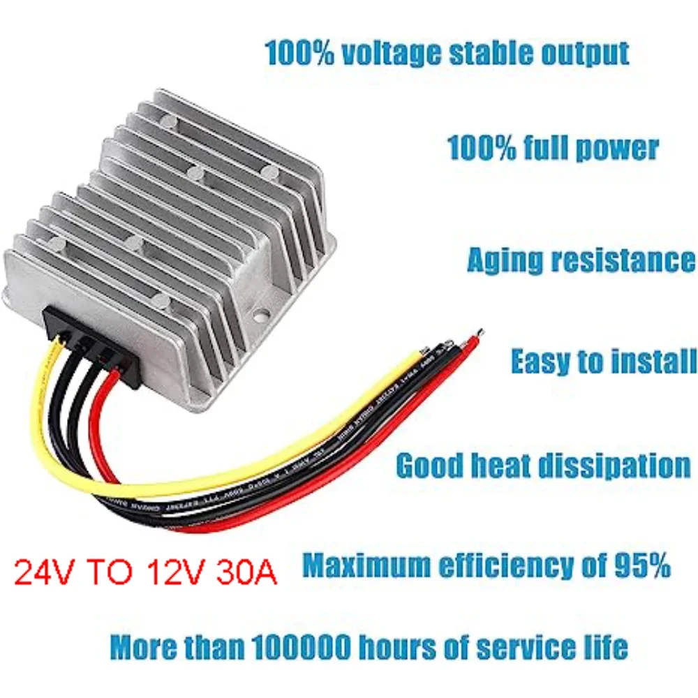 24V to 12V 10A 15A 20A 30A Step Down Converter 24V-12V DC DC Buck Voltage Regulator for Cars Boat Solar Switching Power Supply