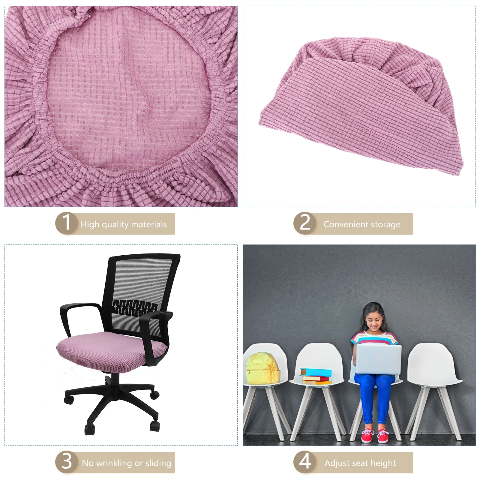

Elastic Chair Cover Non Slip Kitchen Dining Protective Cushion Office Seat Cushion Sofa Cover Easy Clean Machine Washable