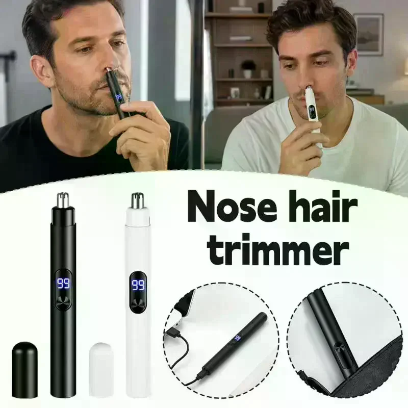 /Kuz/USB Rechargeable Mini Portable Electric Nose Hair Trimmer Touch Operation For Painless Nose Ear Eyebrow Hair Removal 1 Set