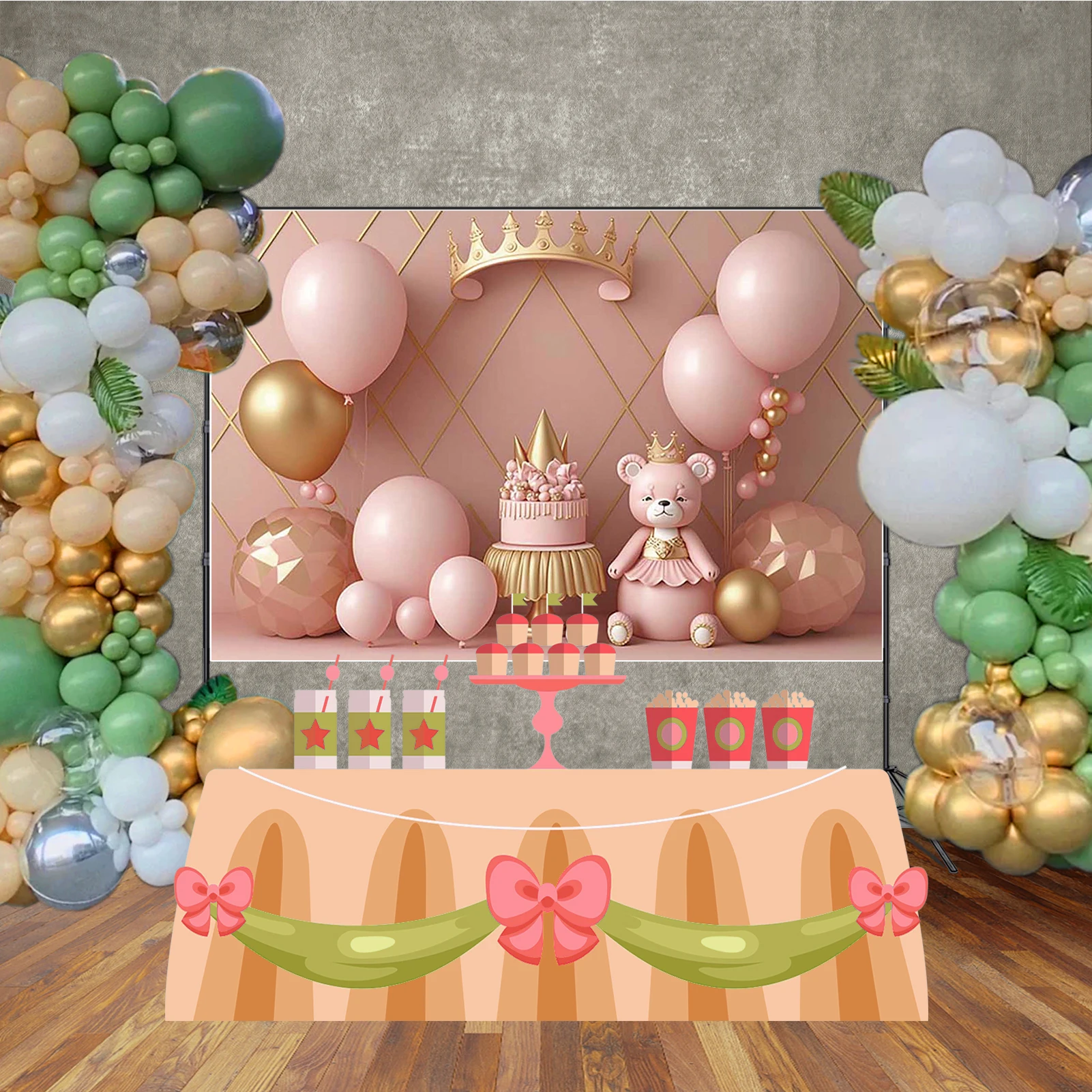 MOON.QG воздушный шар фон цветок Радуга детский торт Smash Girl первый день рождения фон для фотосъемки медведь мальчик декор для дня рождения