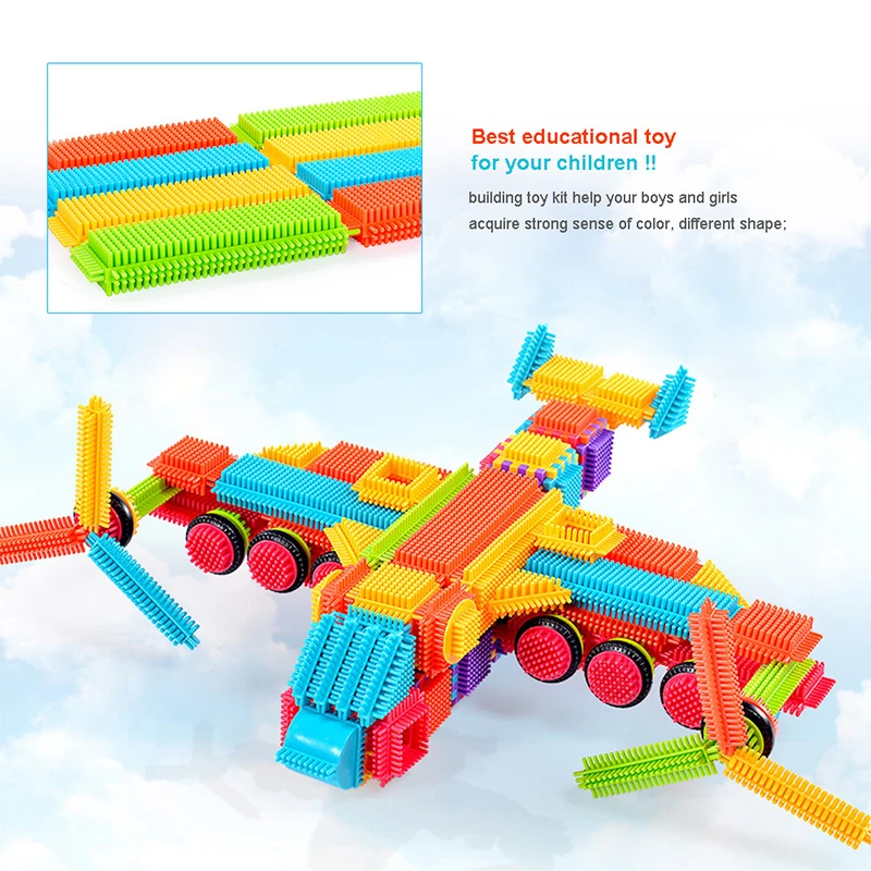 Kids Toys Educational 150pcs Bristle Shape 3D Building Blocks Tiles Construction Playboards Toys Perfect Gift