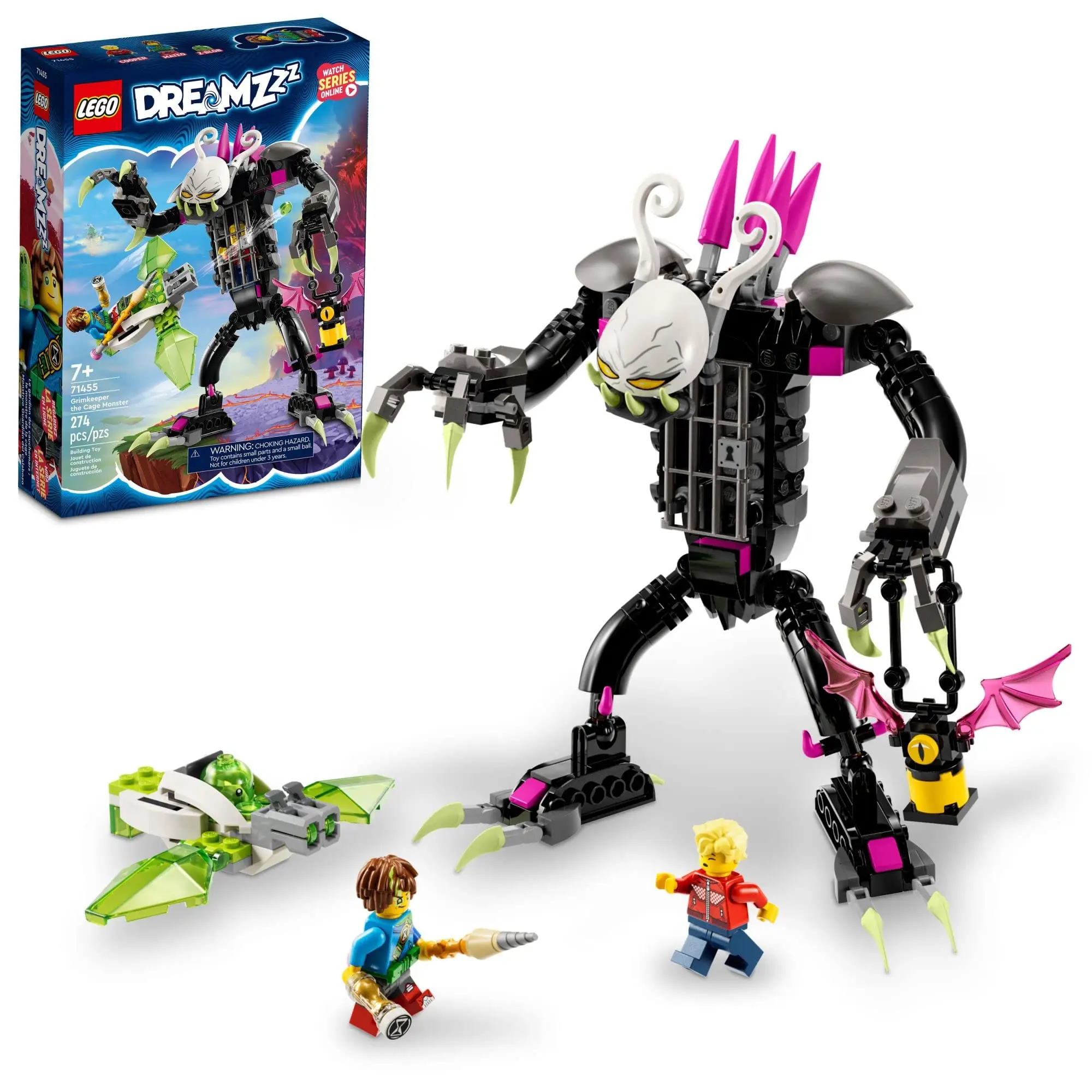 LEGO DREAMZzz Grimkeeper The Cage Monster 71455 Building Toy Transforms Z-Blob Robot to Mini-Plane to Hoverbike Birthday Gift