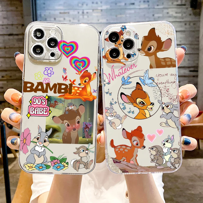 Phone Case For Apple iPhone 15 14 13 12 11 SE XS XR X 7 8 6 5 mini Plus Pro MAX 2020 Disney Fawn Bambi Cute Transparent Cover