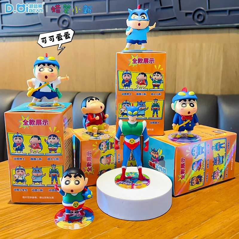 Genuine Crayon Shinchan Anime Trendy Figurine Blind Box Cute Decor for Car Desktop Office Home Interior Ornament Gift view 3