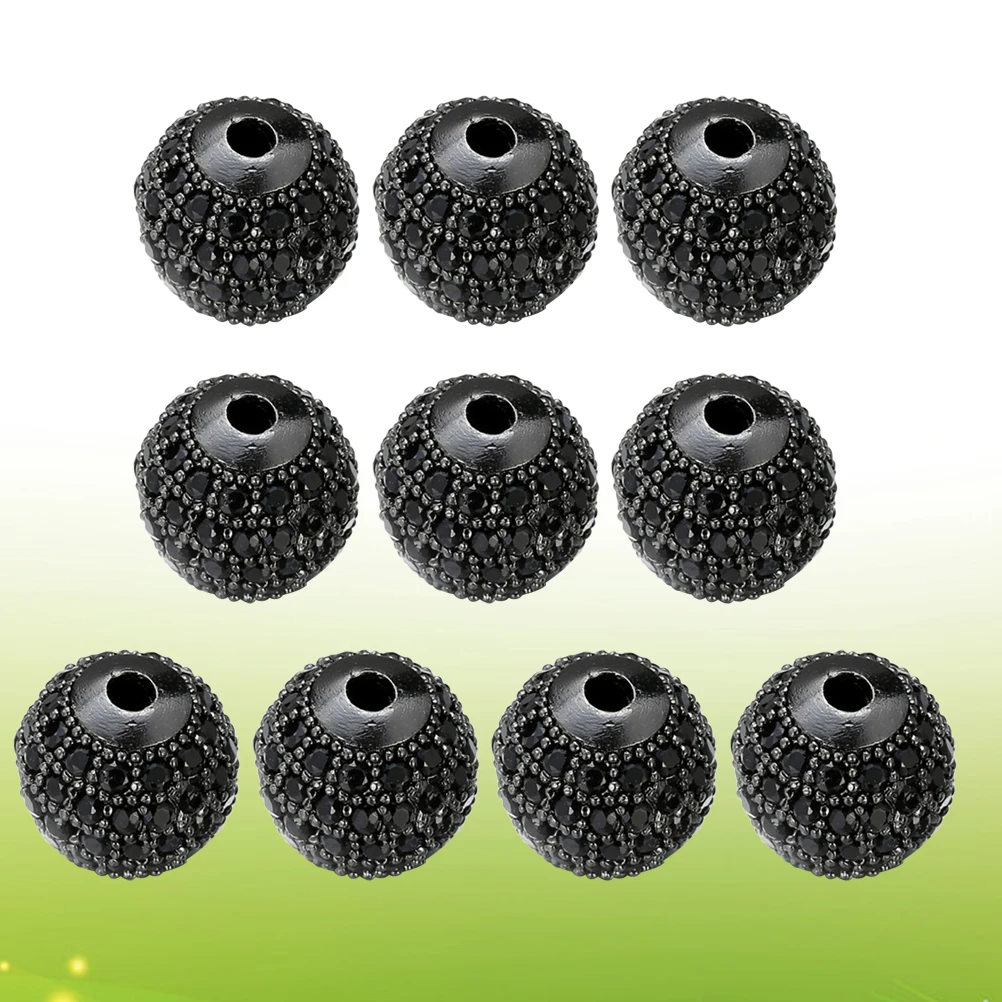 

10pcs 8Mm Bracelet Jewelry Making Loose Metal Beads Zircon Round Cubic Zirconia Pave Egg Beads For Handmade Necklaces Earrings
