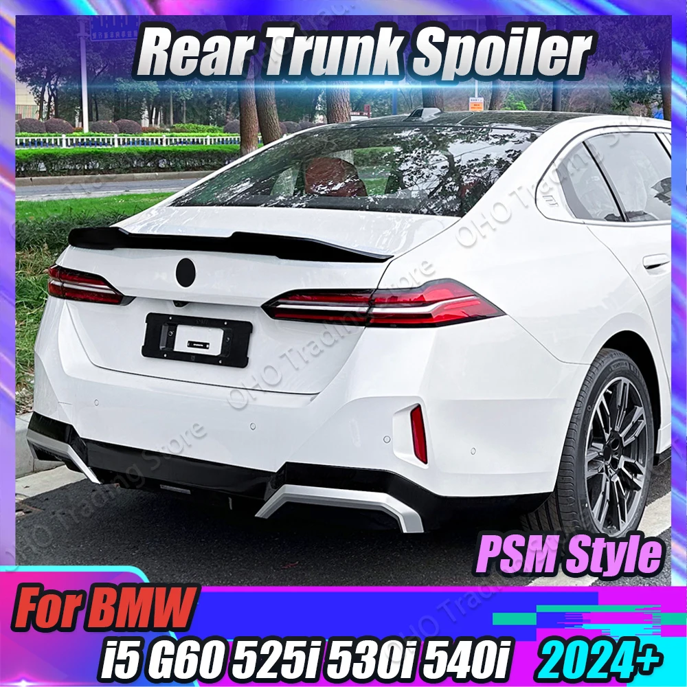 

For BMW 5 Series I5 G60 M60 PSM Style 525i 530i 540i 2024 Car Rear Trunk Roof Spoiler Tail Wing Trunk Lid Tailgate Splitter Trim