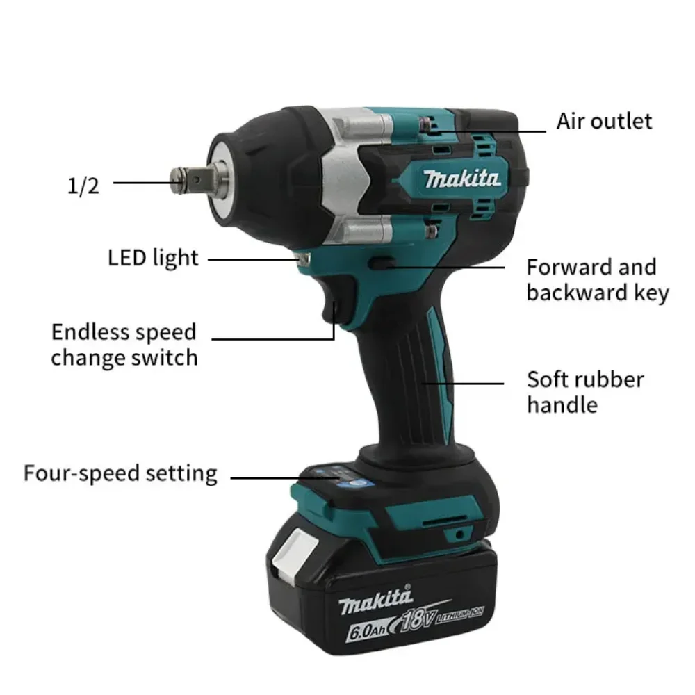 Makita DTW700 Chiave elettrica senza spazzole Coppia elevata 18V Trapano avvitatore a batteria Utensili elettrici ricaricabili Chiave dinamometrica