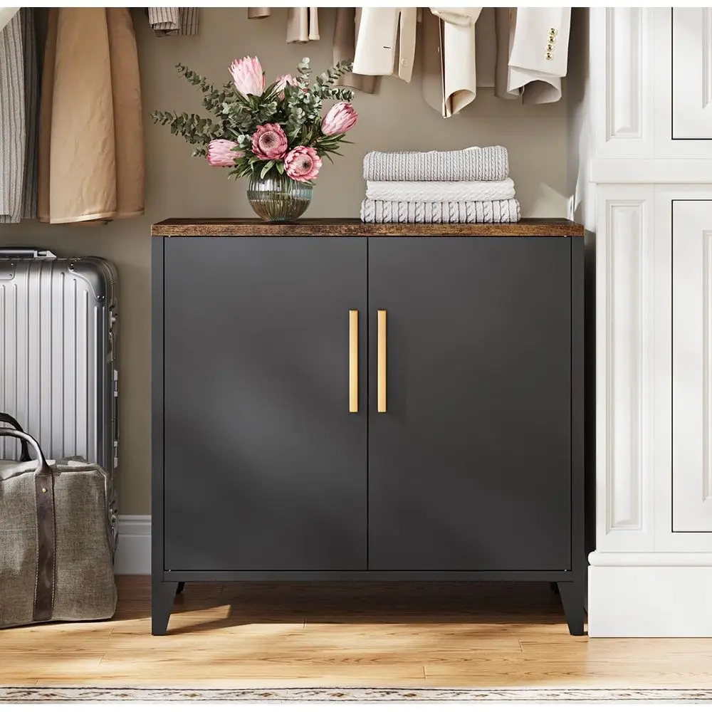 

Metal Storage Cabinet with 2 Doors and Shelves 16 Dx 32 Wx30 H,Small Buffet Sideboard Short Cabinet for Kitchen Dining,Office C