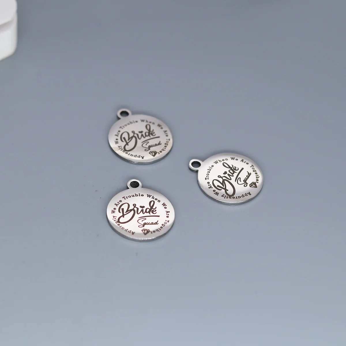 3Pcs/lot Laser Engraved Bride Squad Apparently We Are Trouble When We Are Together Words Message Charm Pendant For DIY Jewelry