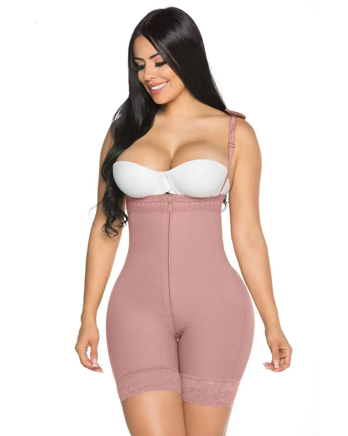 Fajas Colombiana Girdles Body Shaper Compression Waist Trainer BBL Post Front crotch zipper detachable shoulder strap lift pants