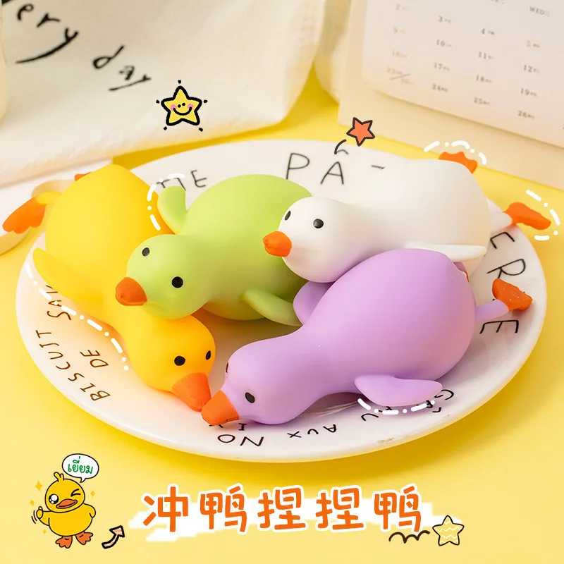 026 New Squeeze Duck Mochi Squishy Toy, Cute White Goose Stress Relief Fidget Toy, Slow Rebound Cartoon Squeeze Toy for Kids view 2