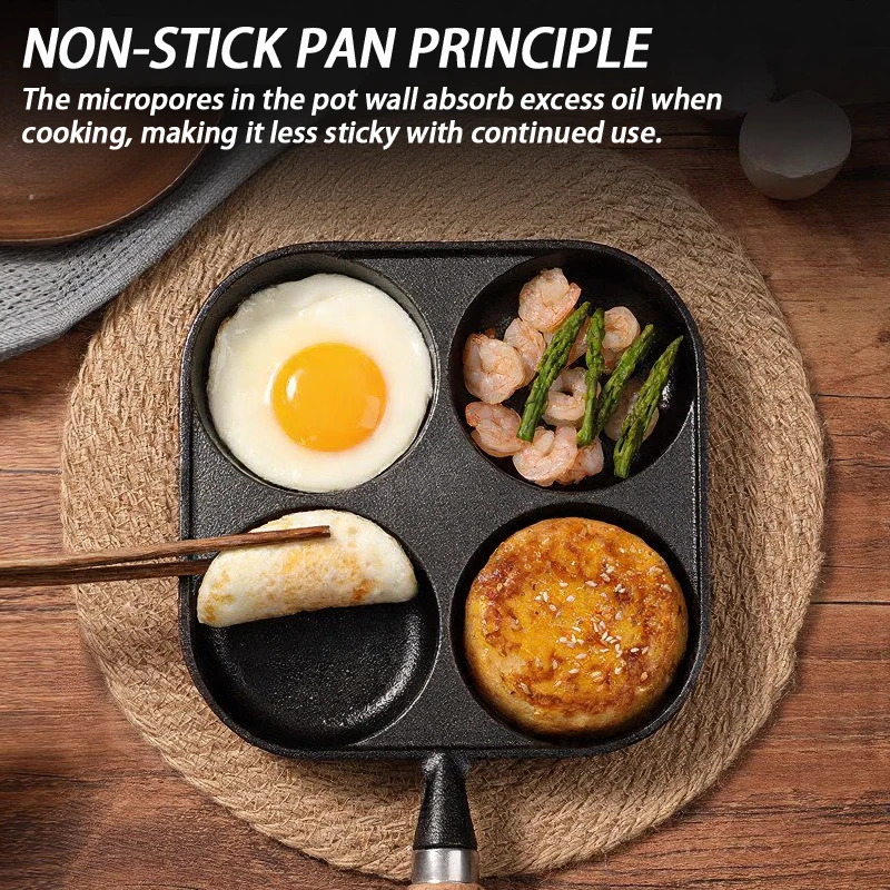 4穴ノンスティックオムレツエッグパン、ガスコンロとIH調理器 - Egg Waffle Pan のレビューと価格
