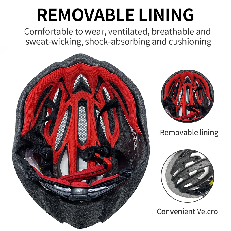 Eastinear-one-piece Mountain Bike Helmet for Adult, With Detachable Brim, With Button, Rear Light, New