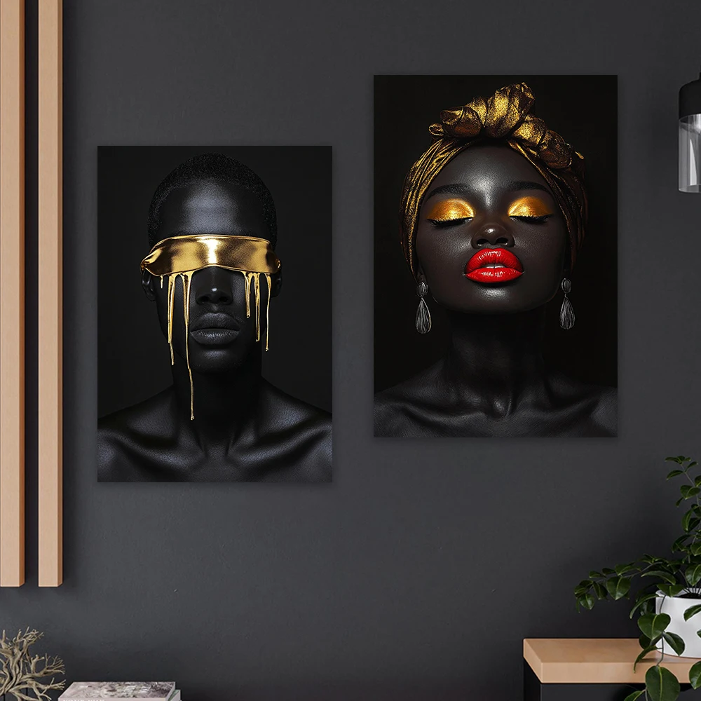 Elegantes Goldfarbenes Schleierbild Frauengemälde auf Leinwand Elegante Goldene Wandkunstdrucke Modernes Porträt Wandkunst Poster Luxuriöse Schlafzimmerdekoration