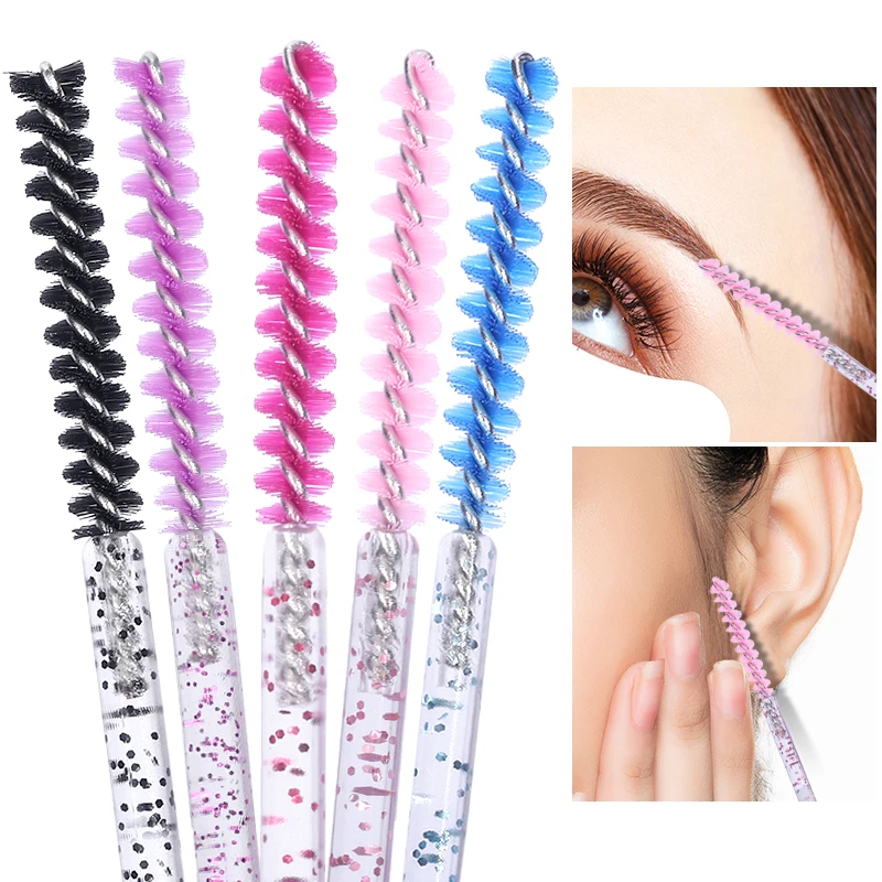 使い捨てクリスタル眉毛ブラシ,つけまつげアクセサリー,ダイヤモンドハンドル,アプリケーター,50ユニット
