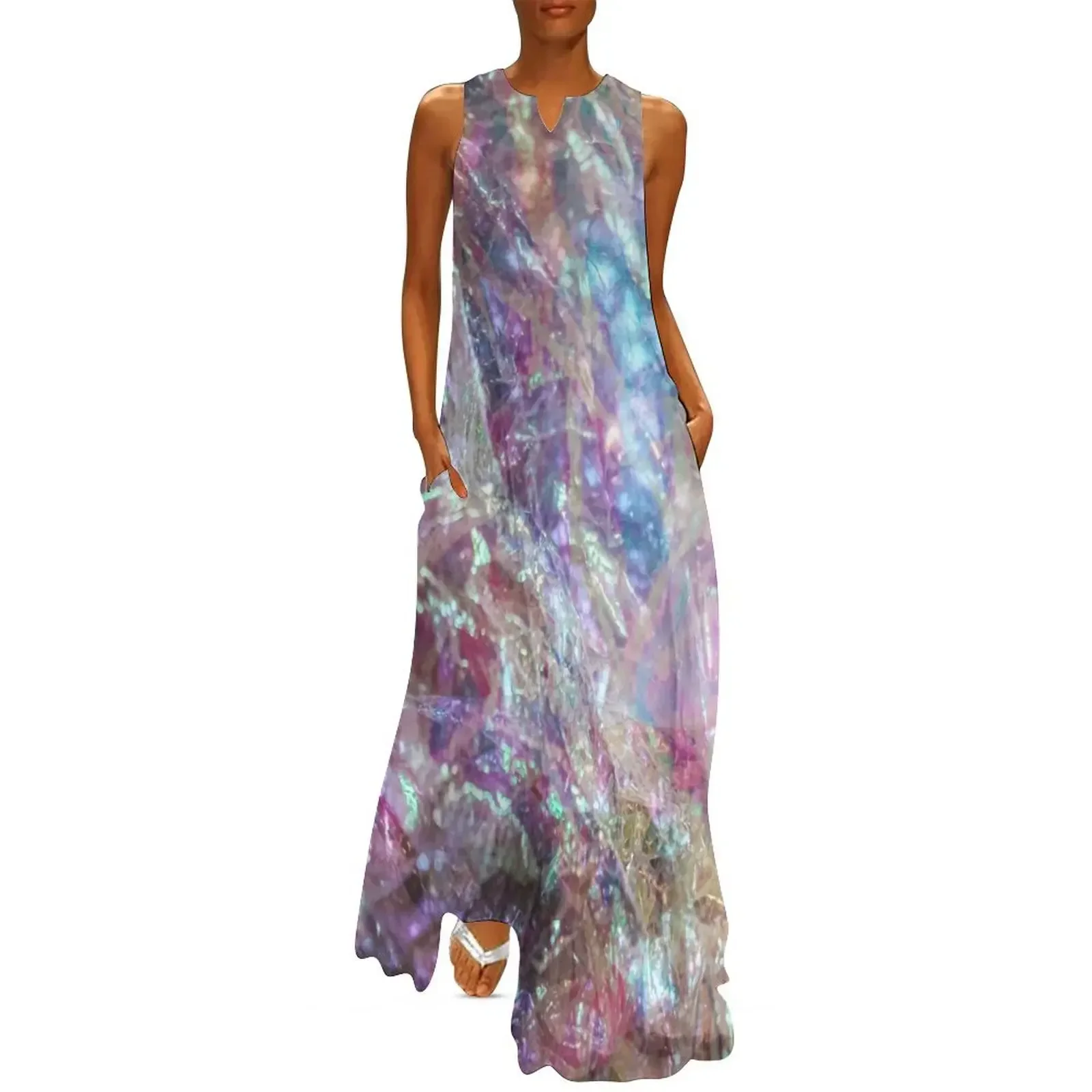

Iridescent Cellophane Long Dress Dresses evening dress sexy short dresses daring Dress for pregnant women