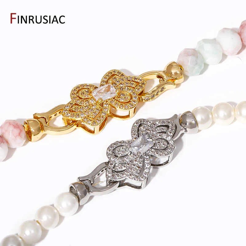 Trendy 18K Gold Plated Brass Fastener Closure Lock Clasps Accessories For DIY Women Beads Pearls Jewelry Making Material