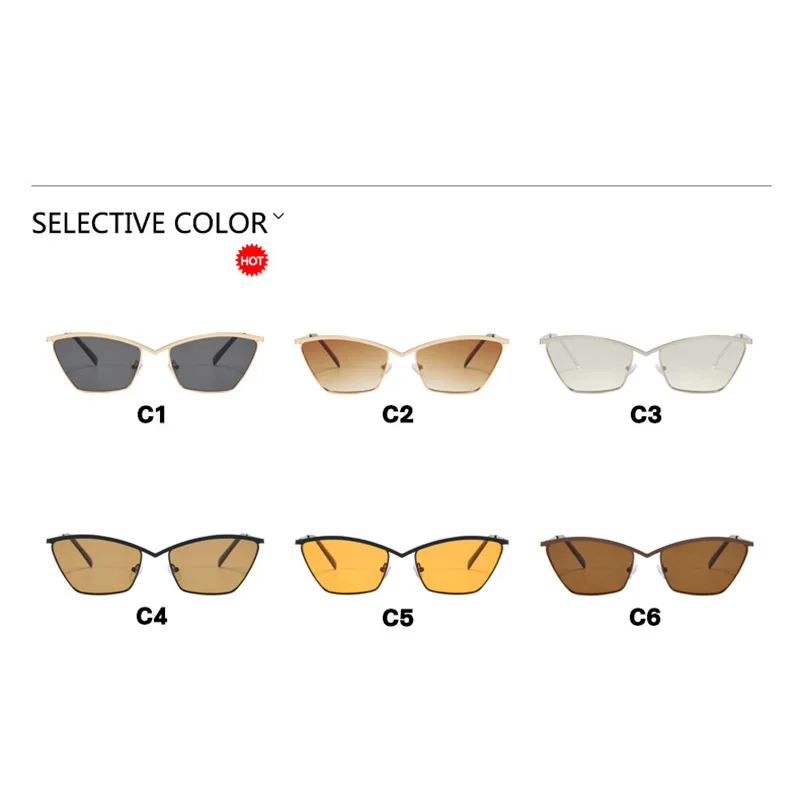 خمر الاتجاه القط العين النظارات الشمسية النساء الرجال بسيطة المعادن الفاخرة نظارات شمسية الخروج السفر الذكور الإناث نظارات واقية UV400 #5