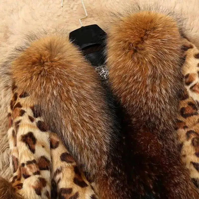 Winter Fashion For Women 2026 New Imitation Jacket Faux Fur Collar Classic Leopard Mid-Length Coat Tide Jackets