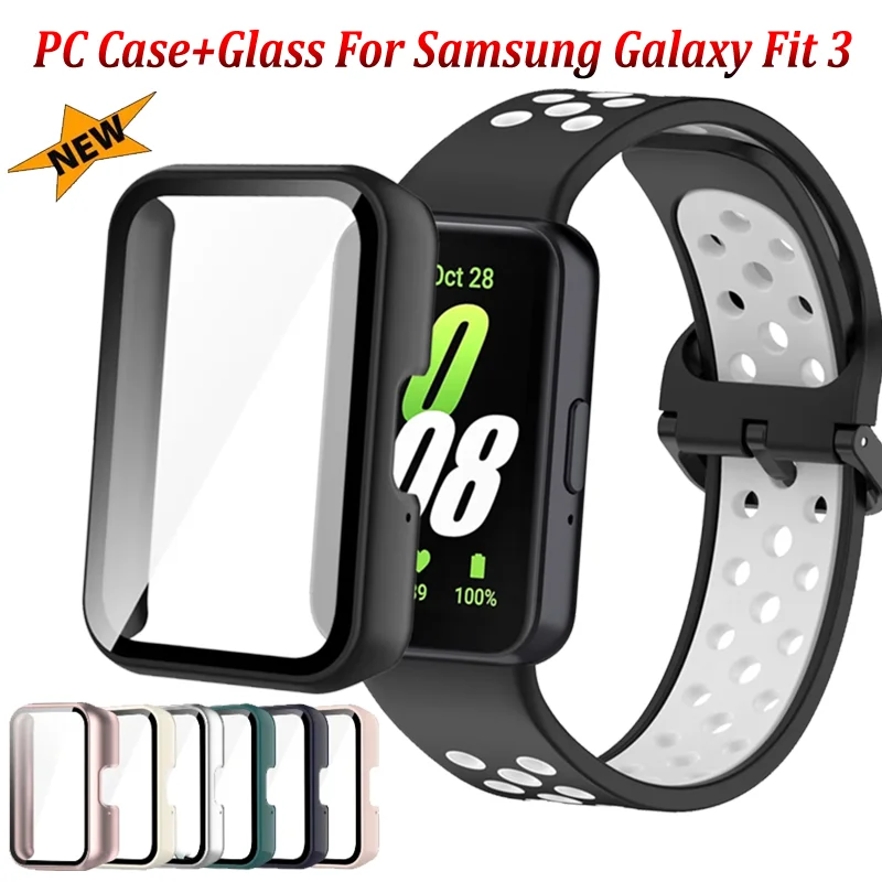 PC-Gehäuse + Glas für Samsung Galaxy Fit 3 Bumper Allround-Anti-Kratz-Displayschutzfolie für Samsung Galaxy Fit 3 Zubehör