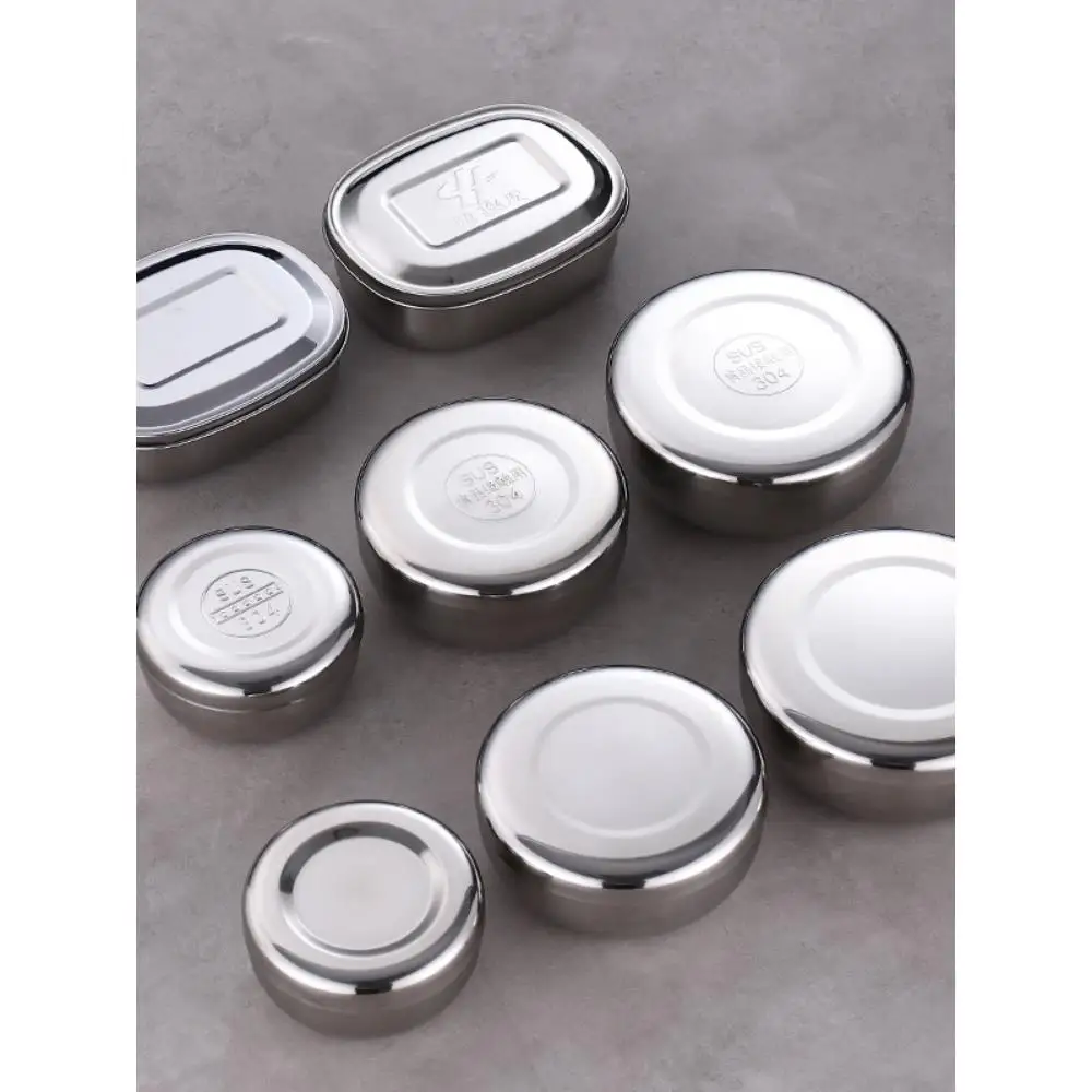 

Small round Stainless Steel 304 Rice Box with Lid Single Layer Steamed Food Preservation Container Adult Lunch Box Dishwasher...