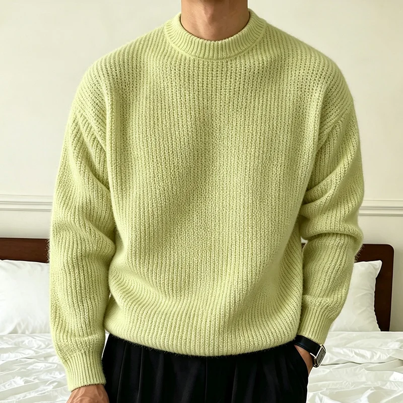 Spring Autumn Men's Solid Colo - Ribbed Knit Sweater review and price
