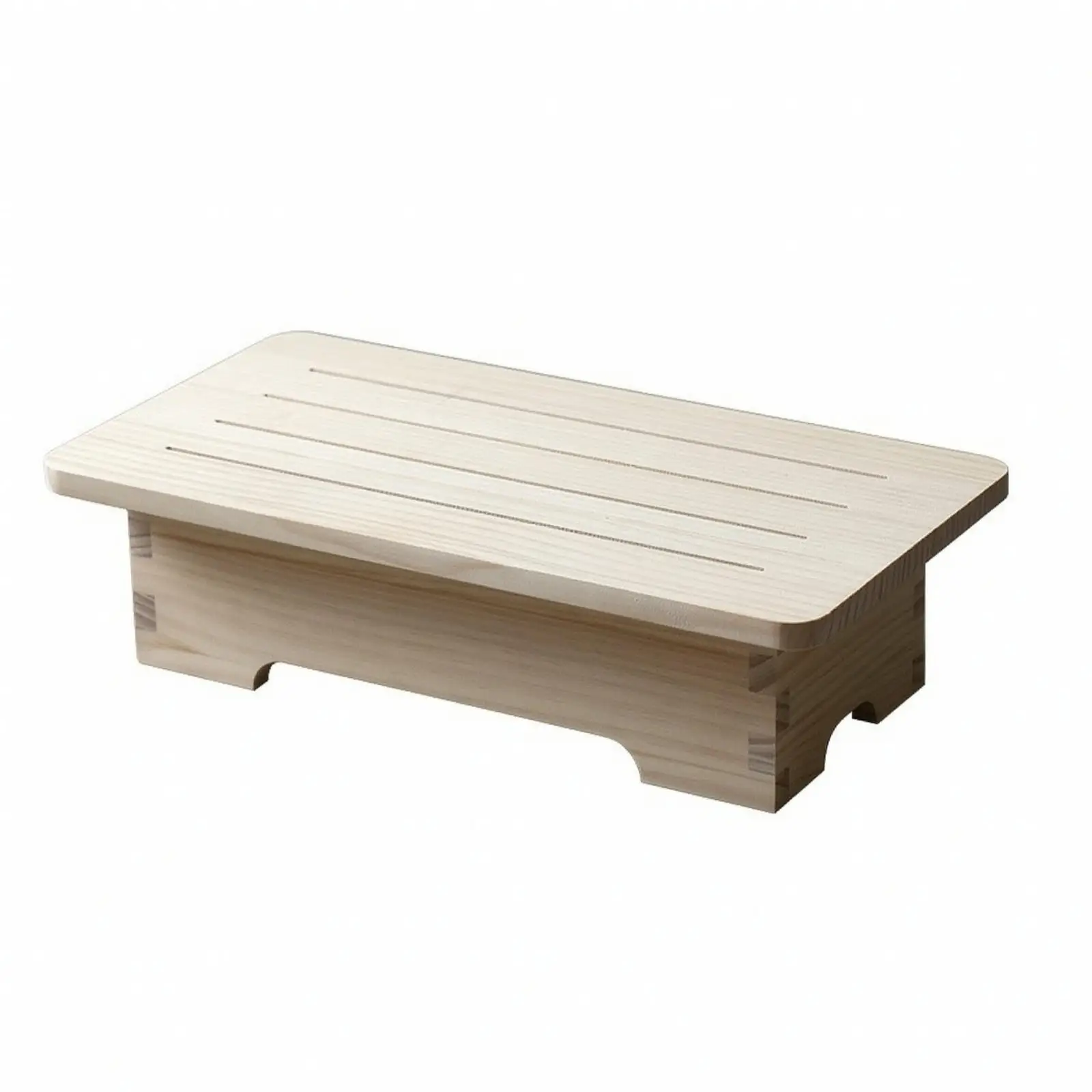Solid Fir Wood Foot Stool for Feet Resting Under Desk Small Step Stool with Rounded Corners for Bedroom Furniture