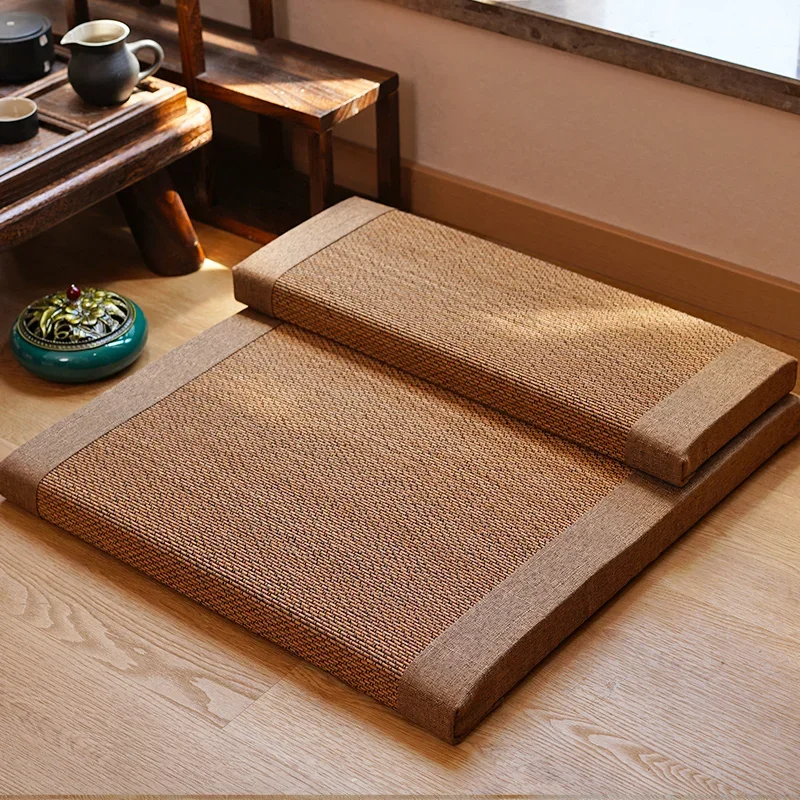 Natural bamboo silk Zen meditation mat for home yoga mat Japanese style room Kneeling pad breathable comfortable tearoom Cushion