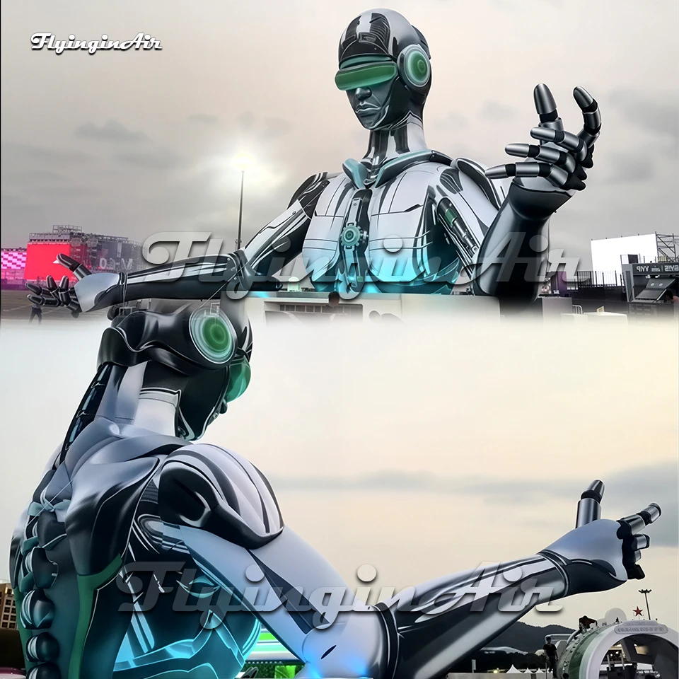 10m Giant Inflatable Future Intelligent Robot Sci-Fi Cyborg Model for Carnival Stage Decoration