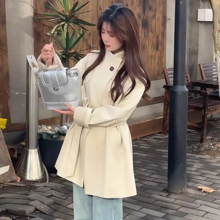 

Взрывы, длинная ветровка, женское пальто, весна-осень 2022, новая британская куртка, темпераментная верхняя одежда, модная верхняя одежда на талии, женская